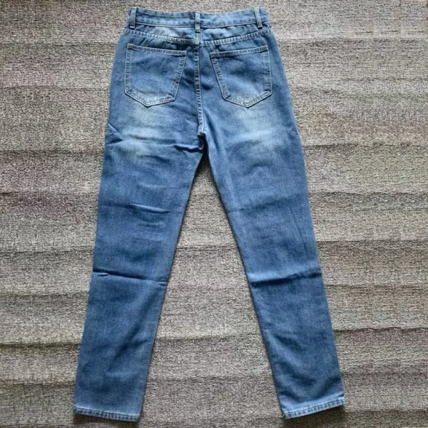 White Embroidery Skinny Ripped Jeans Men Cotton Stretchy Hole Slim Fit Hip Hop Denim Pants - Image 2